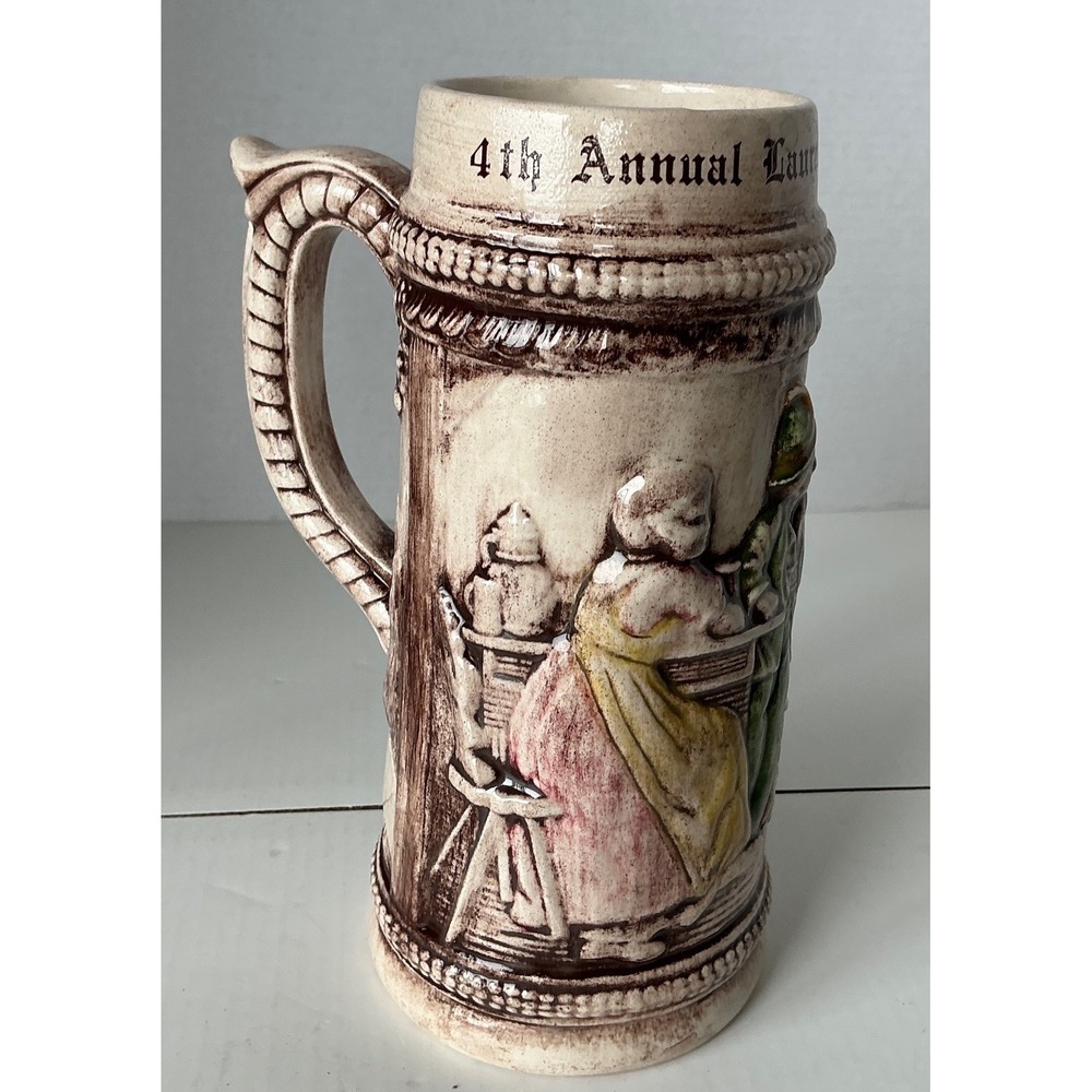 Laurel Ceramic Vintage 1976 Herbstfest Beer Stein Relief Mug 7.5in Folk Art